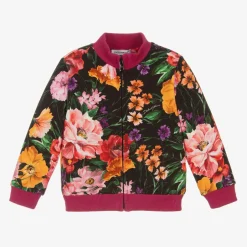 Dolce amp; Gabbana Girls Black Cotton Floral Zip-Up Top Discount