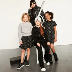 Michael Kors Kids Girls Black Jersey Diamanté Zip-Up Top New