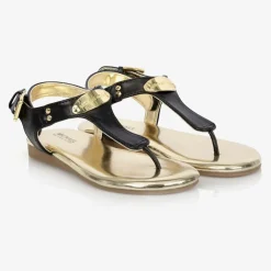 Michael Kors Kids Girls Black Logo Sandals Hot