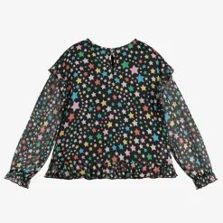 Stella McCartney Kids Girls Black Star Print Chiffon Blouse Outlet