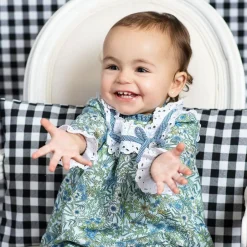 Foque Girls Blue Cotton Floral Dress Best