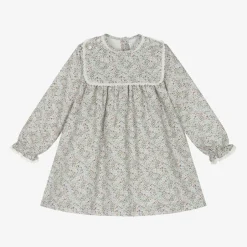 Paloma de la O Girls Blue Floral Cotton Dress Outlet