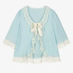 AMIKI Children Girls Blue Knitted Dressing Gown Best