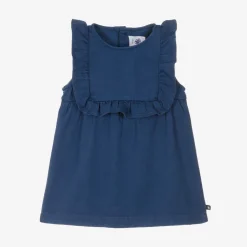 Petit Bateau Girls Blue Twill Dress Sale