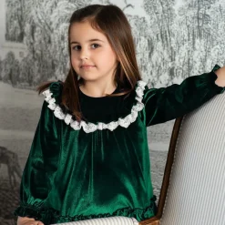 Foque Girls Green Velour Dress Sale