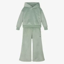 Calvin Klein Girls Green Velour Trouser Set Discount