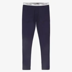 Calvin Klein Girls Grey & Blue Cotton Leggings (2 Pack) Outlet