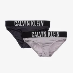 Calvin Klein Girls Grey Cotton Knickers (2 Pack)