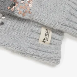 Boboli Girls Grey Cotton Knit Gloves