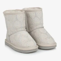Lelli Kelly Girls Grey Heart & Diamanté Suede Boots Hot