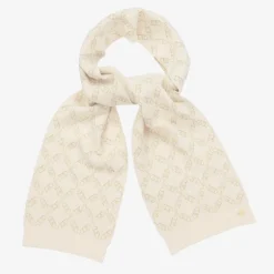 Michael Kors Kids Girls Ivory MK Empire Logo Scarf Discount