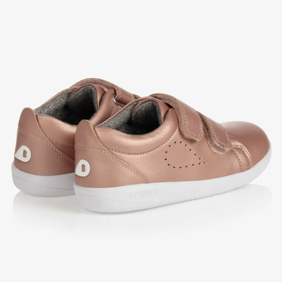 Bobux Kid + Girls Metallic Pink Leather Trainers Outlet