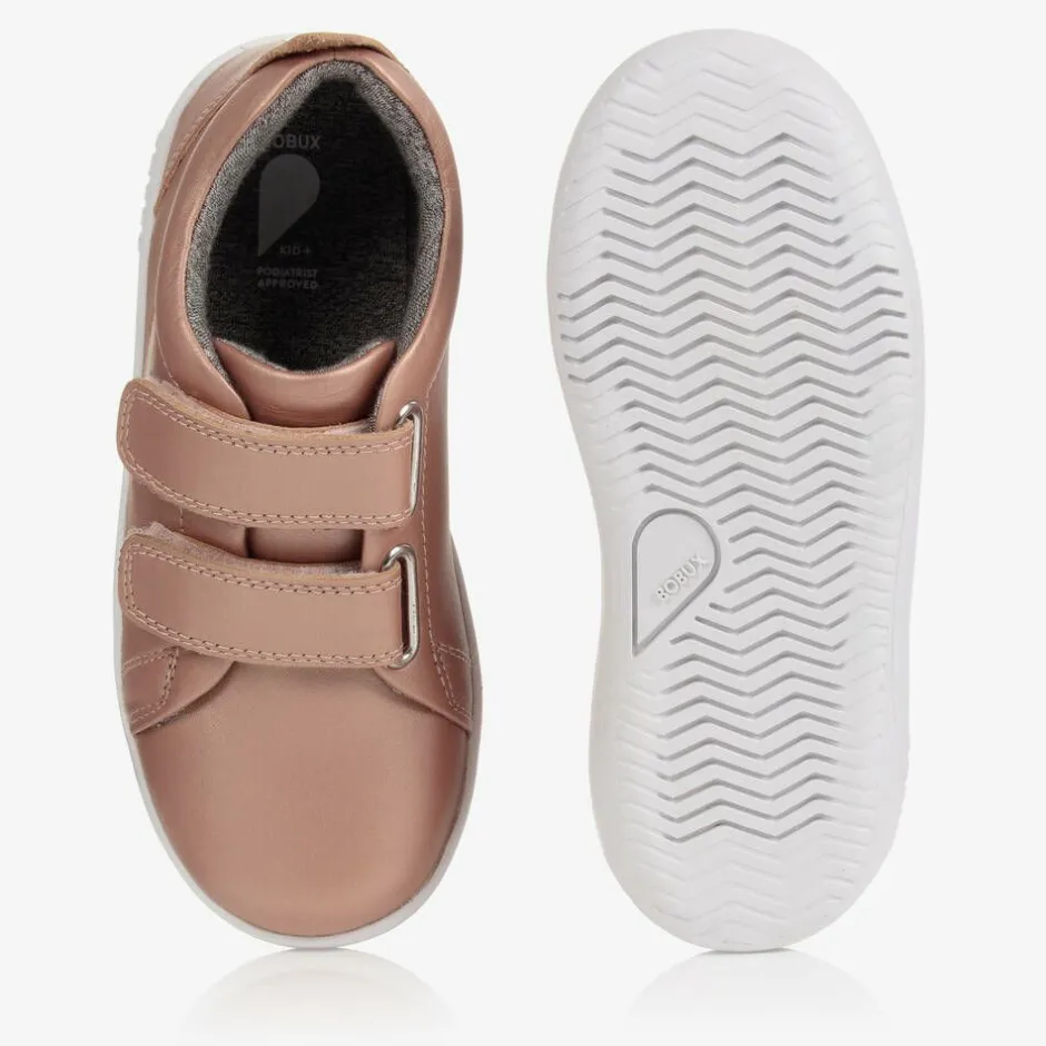 Bobux Kid + Girls Metallic Pink Leather Trainers Outlet