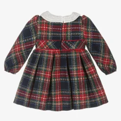 Mayoral Girls Navy Blue & Red Check Dress Online