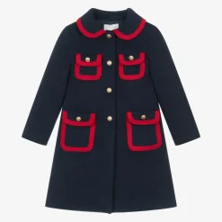 Patachou Girls Navy Blue Felted Coat Outlet