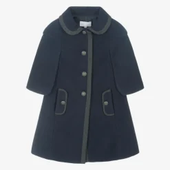 Patachou Girls Navy Blue Felted Coat