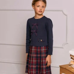 Patachou Girls Navy Blue Jersey & Tartan Flannel Dress Discount