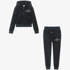 Juicy Couture Girls Navy Blue Velour Tracksuit Sale