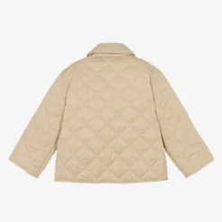 Burberry Girls Pale Beige Quilted Jacket PaleStone Clearance