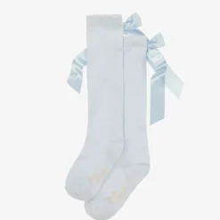 Pretty Originals Girls Pale Blue Cotton Bow Socks Outlet