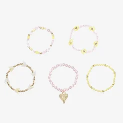 Angels Face Girls Pink & Yellow Bead Bracelets (5 Pack) Outlet