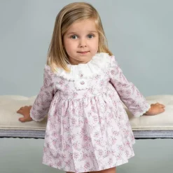 Foque Girls Pink Cotton Floral Dress Outlet