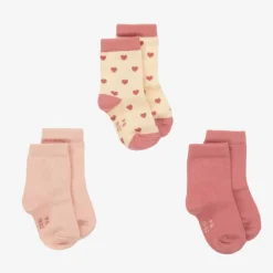 Petit Bateau Girls Pink Cotton Heart Socks (3 Pack) Best