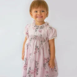 Pretty Originals Girls Pink Floral Smocked Dress Set Discount