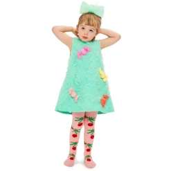 Wauw Capow Girls Pink Organic Cotton Festive Tights