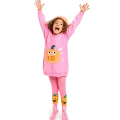 Wauw Capow Girls Pink Organic Cotton Pumpkin Tights Sale