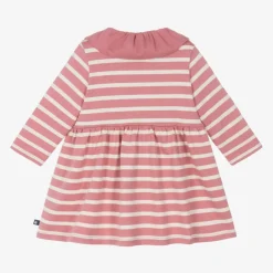 Petit Bateau Girls Pink Organic Cotton Striped Dress New