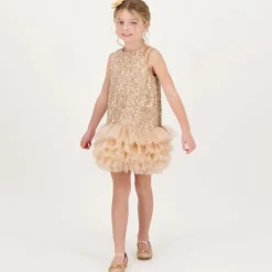 Angels Face Girls Pink Sequin & Tulle Dress Caramel Clearance