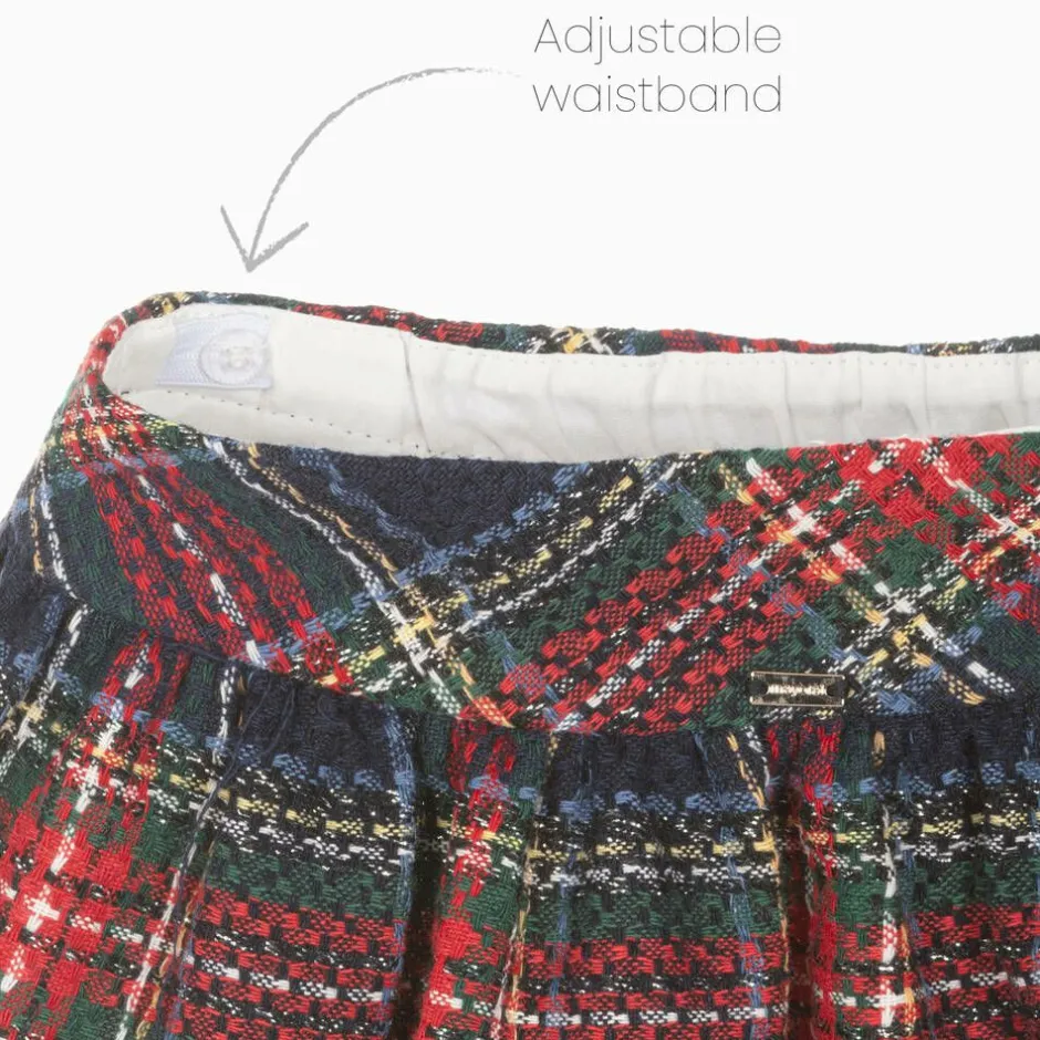 Mayoral Girls Red & Blue Check Skirt Set Hot