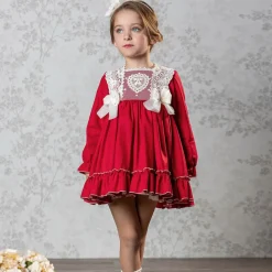 Abuela Tata Girls Red Cotton & Lace Dress Sale