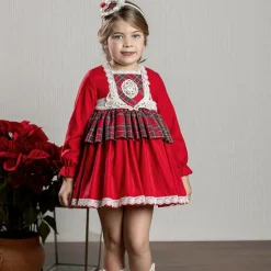 Abuela Tata Girls Red Cotton Tartan Dress Sale