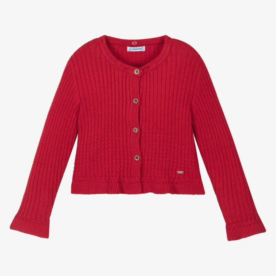 Mayoral Girls Red Knitted Cardigan Hot