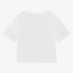 Juicy Couture Girls White Cotton Boxy Fit T-Shirt Discount