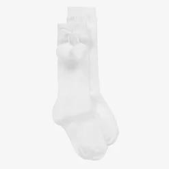 Carlomagno Girls White Cotton Knee Length Socks Best