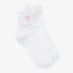 Story Loris Girls White Flower Cotton Socks Hot