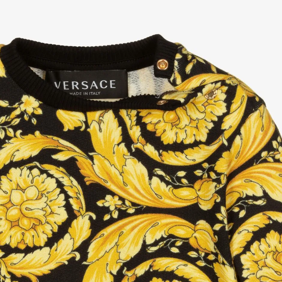Versace Gold Barocco Baby Sweater New