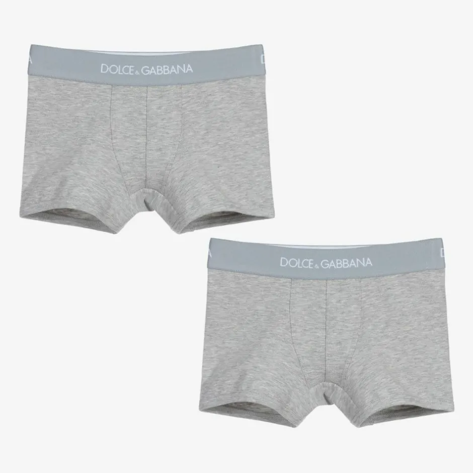 Dolce amp; Gabbana Grey Cotton Boxers (2 Pack) Discount