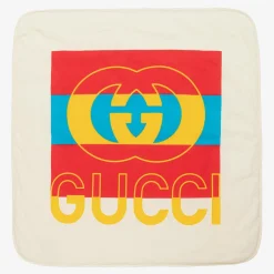 Gucci Ivory & Red Cotton Interlocking G Blanket (80cm)