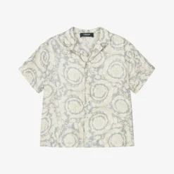 Versace Junior Boys Ivory Silk Barocco Shirt Hot