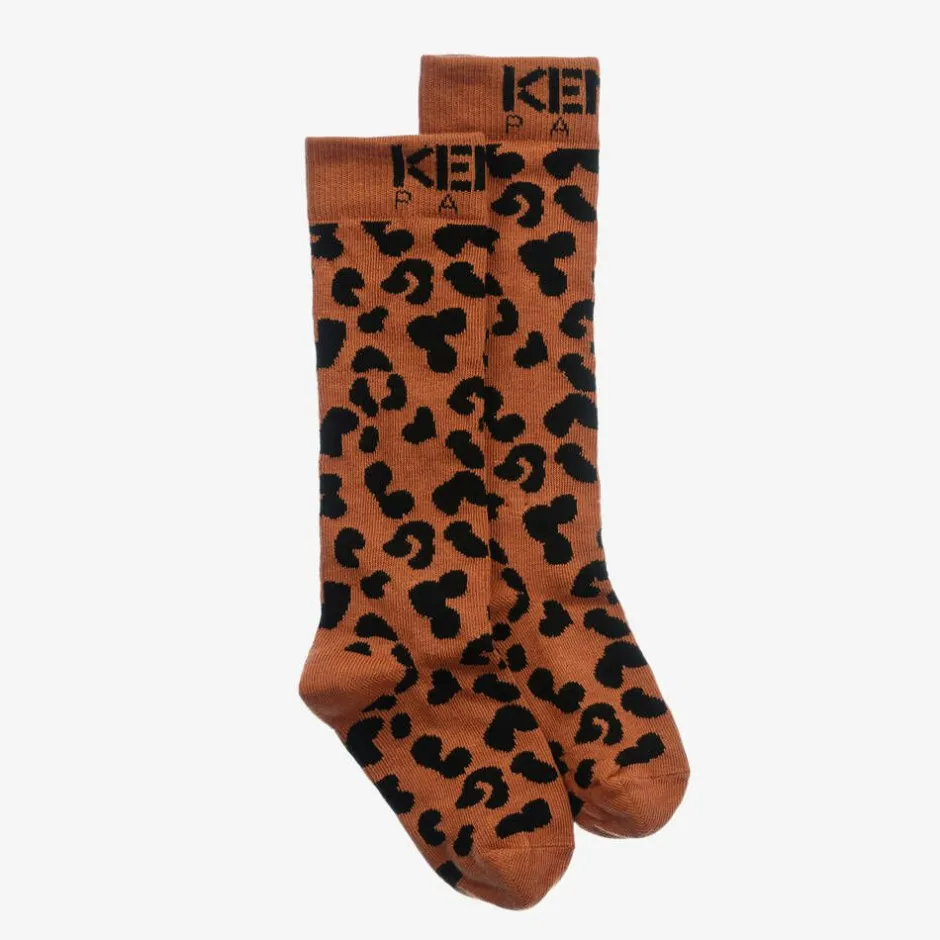 KENZO KIDS Orange Leopard Print Socks