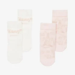 KENZO KIDS Pink & White Cotton Baby Socks (2 Pack) Sale