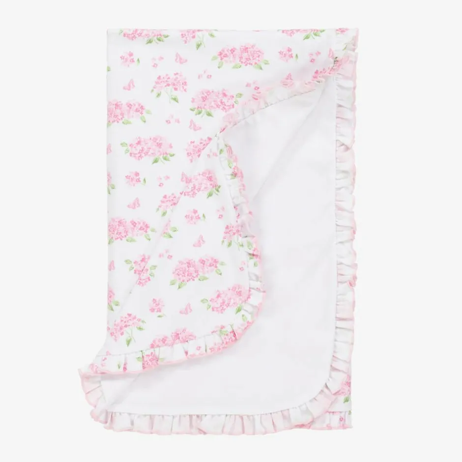 Kissy Kissy Pink Pima Cotton Heavenly Hydrangeas Blanket (73cm) Sale