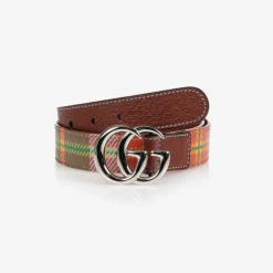 Gucci Red Check Double G Belt Discount