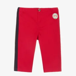 Gucci Red Gabardine Baby Trousers Outlet