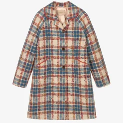 Gucci Teen Girls Beige Check Coat New