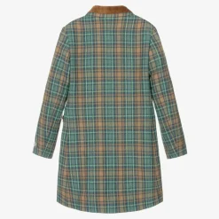 Gucci Teen Girls Blue & Brown Wool Check Coat Outlet